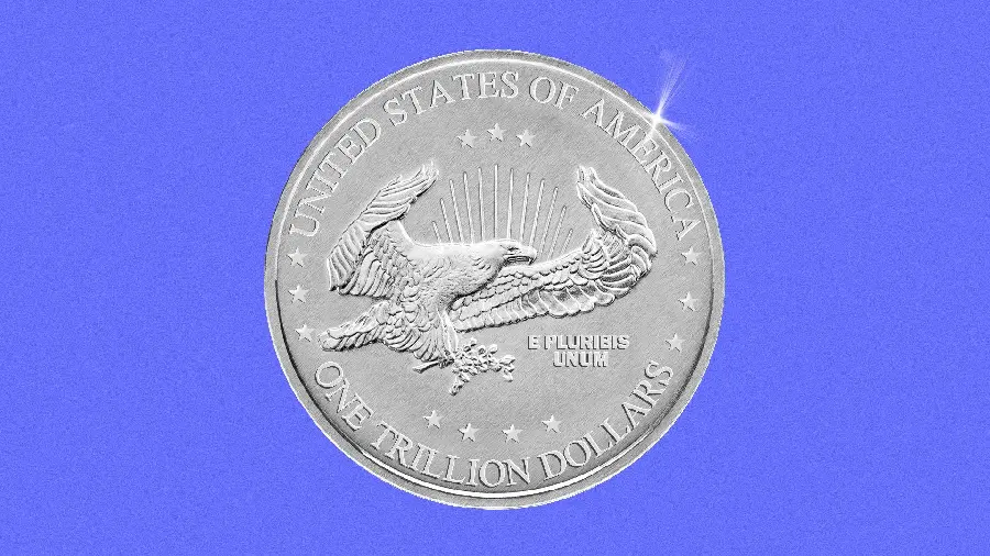 Full HD Image of a Silver Coin with an Eagle Image and a Purple Background 