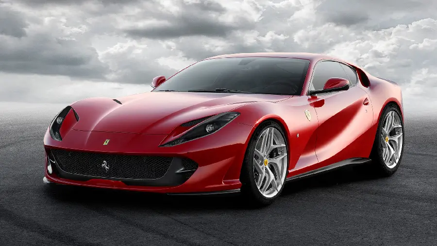 Luxurious and cool profile picture of a red Lamborghini in cloudy weather
