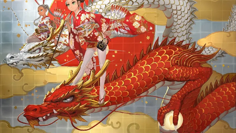 Red Japanese Dragon Profile for Telegram and WhatsApp