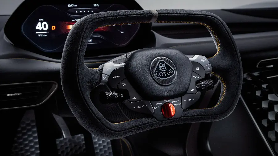 Image of the steering wheel of the best-selling Lotus car with impressive features