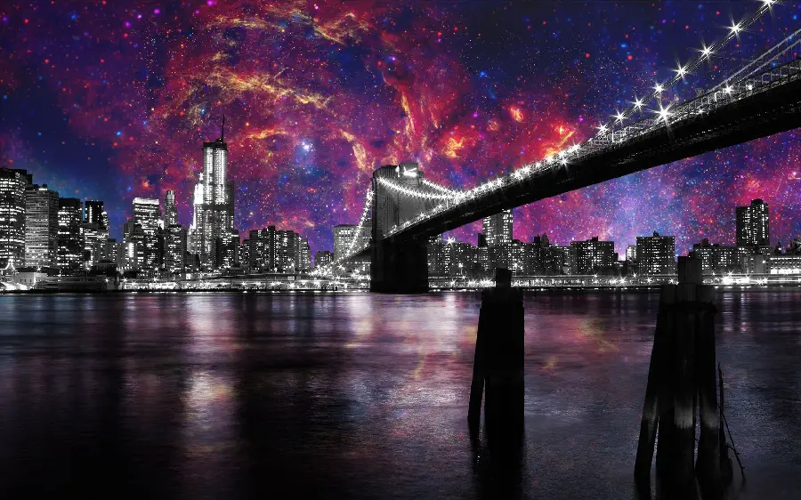 Professional Photoshop of the Golden Gate Bridge in America, suitable for movie and series covers 