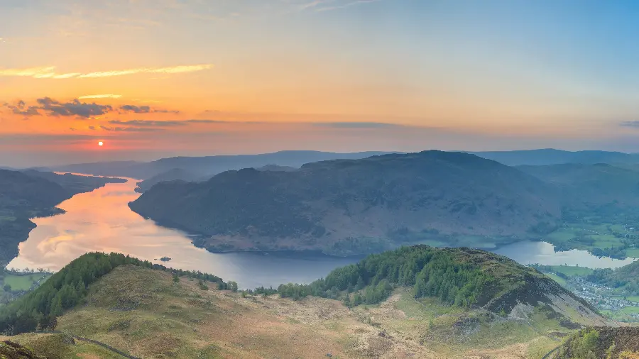 A pleasant and charming view of the sunset and the endless river in 8K quality