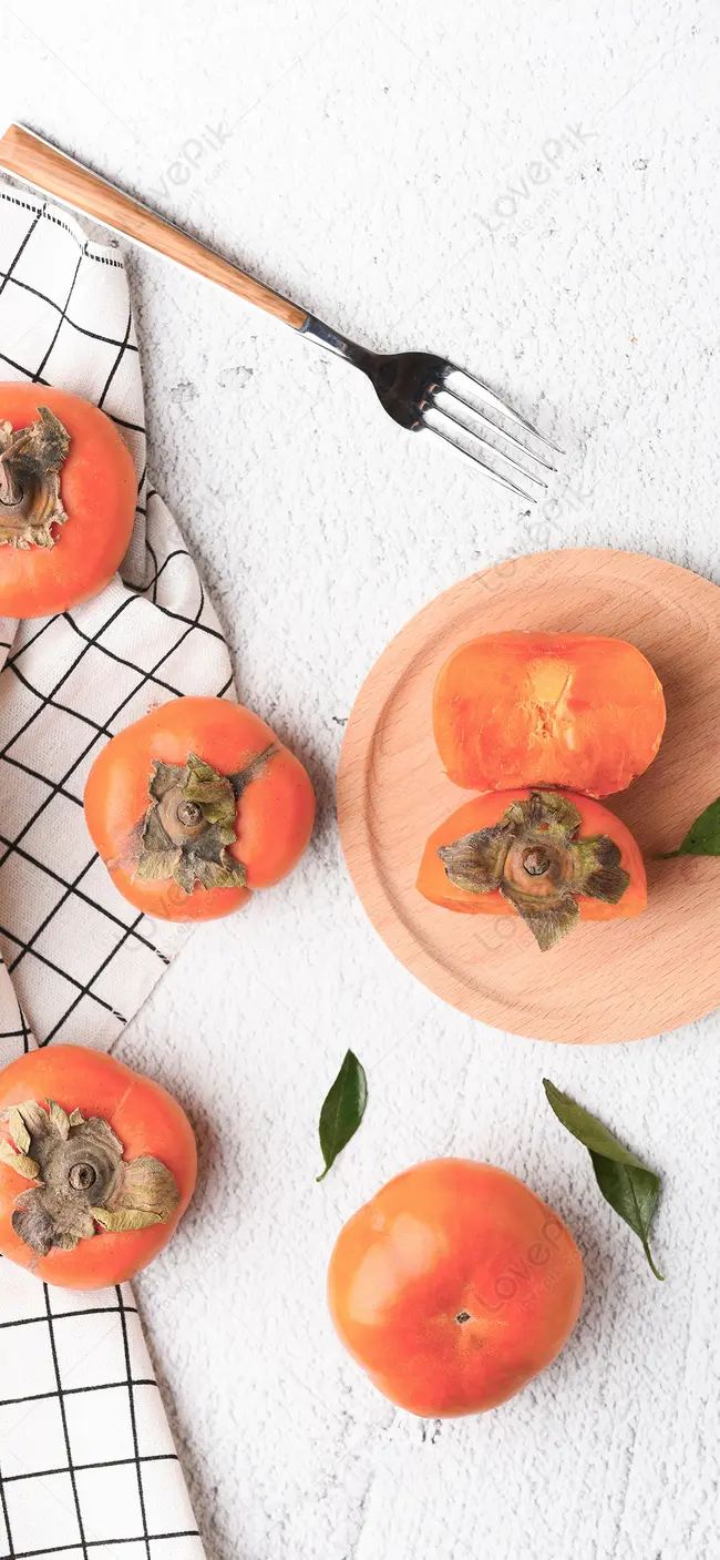 Attractive photography idea with white background and persimmon fabric