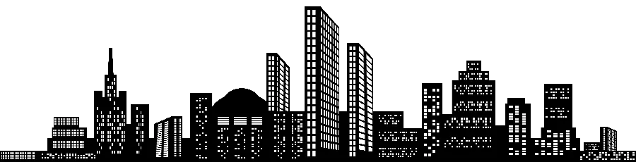 A PNG image of a big city cut out and without a background 
