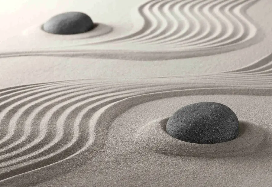 Interesting combination of stone and sand in a Zen garden in Japan with Full HD quality