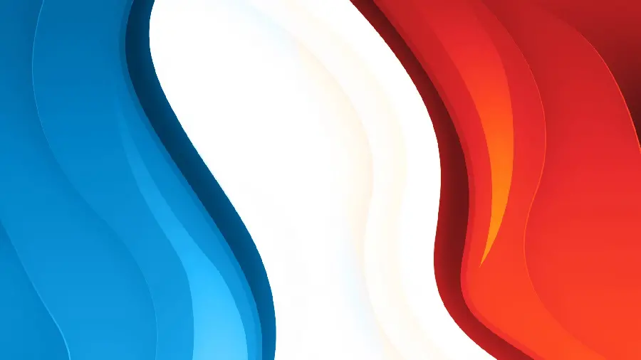 Simple wallpaper with curved lines in three colors blue white red
