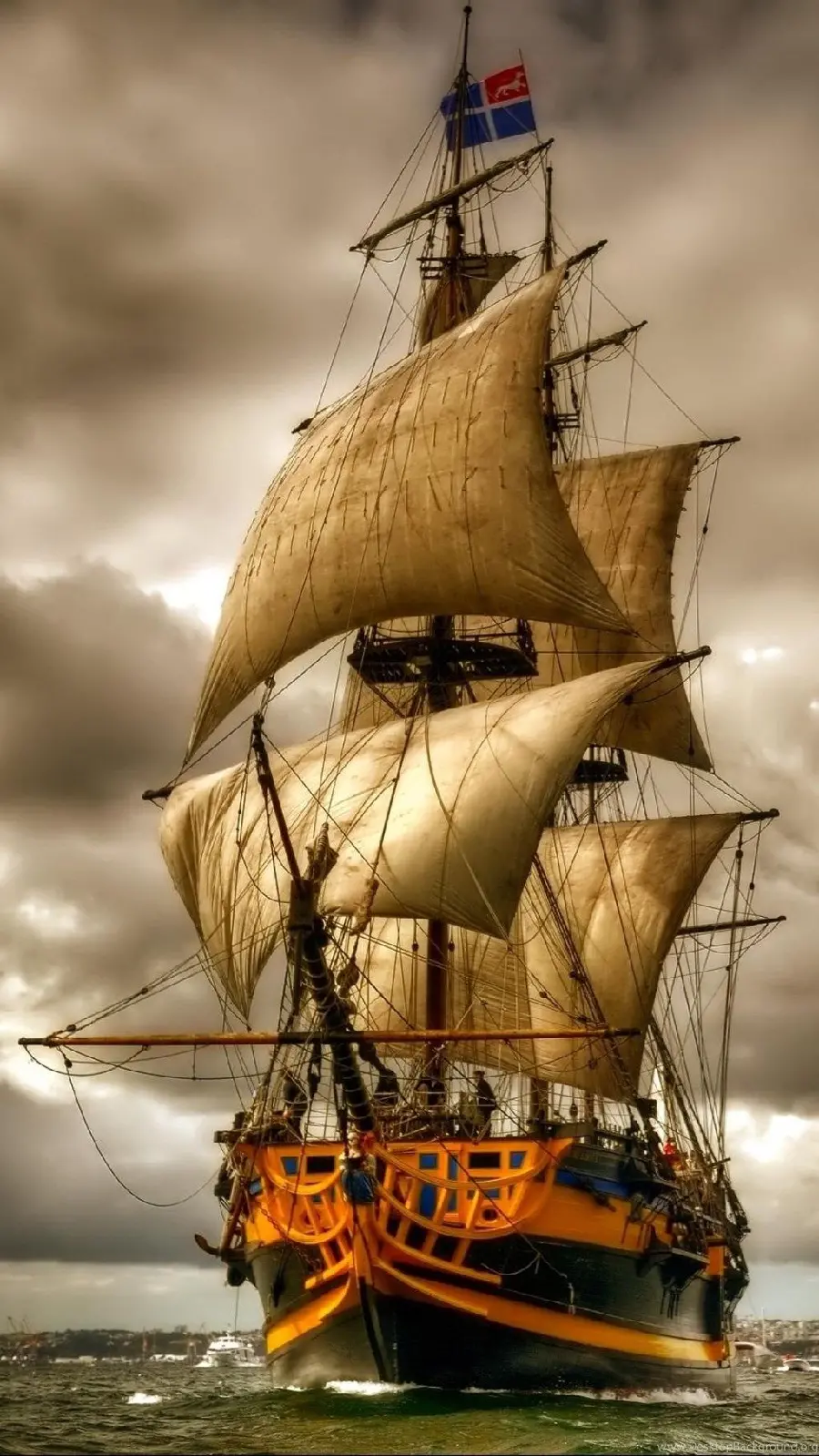Interesting image Old sailing ship riding on the waves of the sea in jpg format