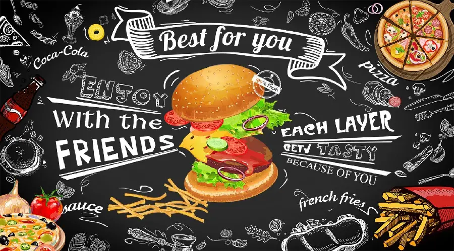 Stylish photo of fast food advertising for printing on a black take-out box