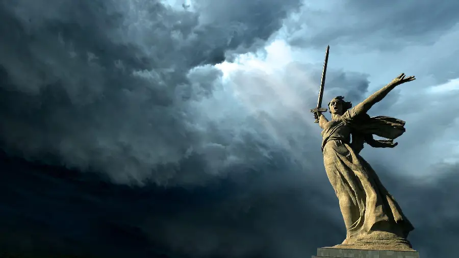 The most beautiful professional photoshop of a stone angel statue and a dreamy sky