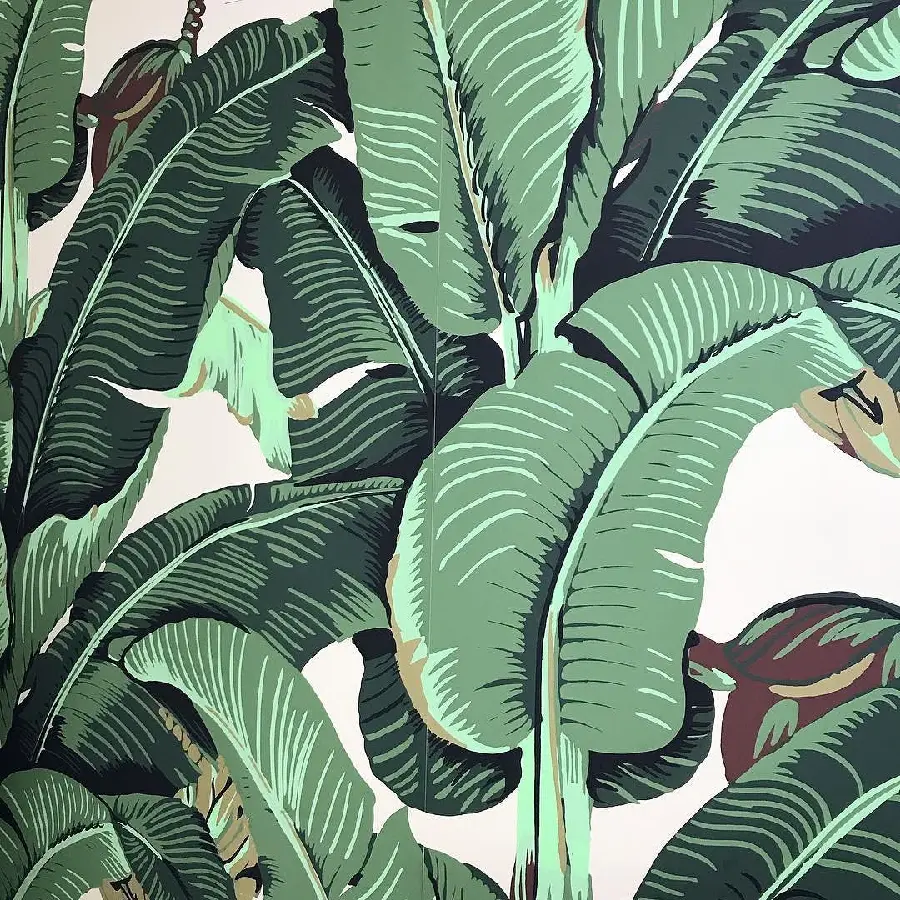 A beautiful portrait painting of fig leaves and a banana tree