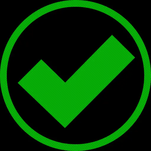 Green check mark logo inside circle in png format for graphic designers