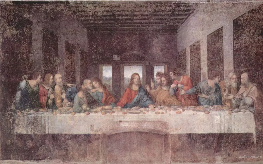 The Last Supper on the wall of the monastery of Santa Maria delle Grazie in Milan