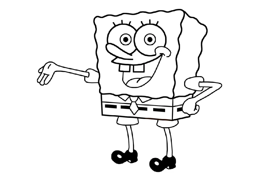 SpongeBob's colorless design for children to color in kindergarten