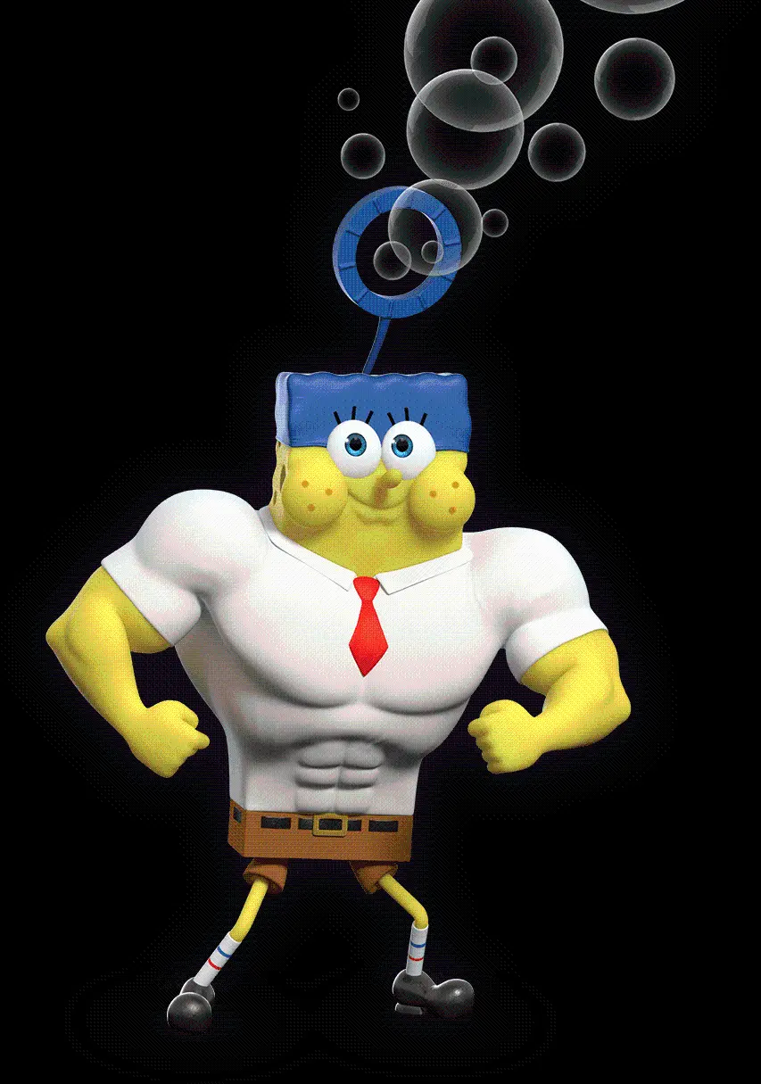 Vector cut out of SpongeBob the bodybuilder with a cool body for editing