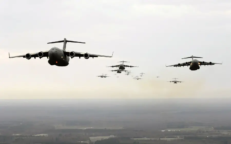 Image of cargo planes flying in the sky in excellent quality