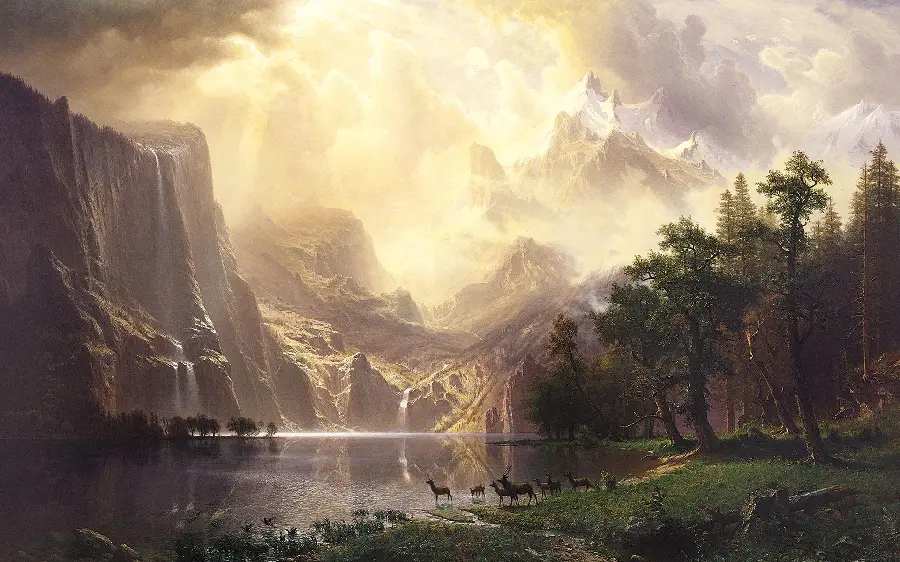 Romantic Painting in England, United States, Romanticism in the Sierra Nevada Mountains, California by Albert Bierstadt
