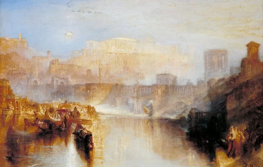 Painting of burning structures by the famous painter William Turner