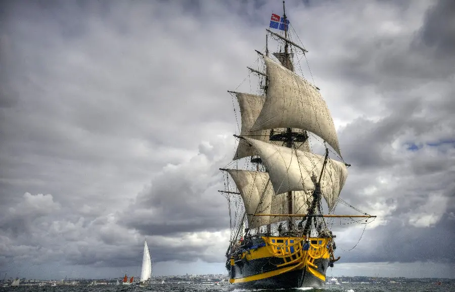 Beautiful yellow and black ship background for computer in high quality