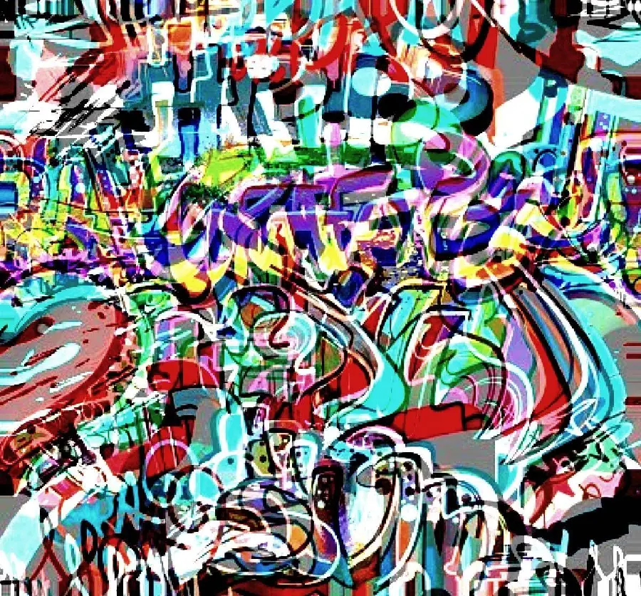 Wallpaper with a creepy and spectacular design of a very interesting graffiti-style mural