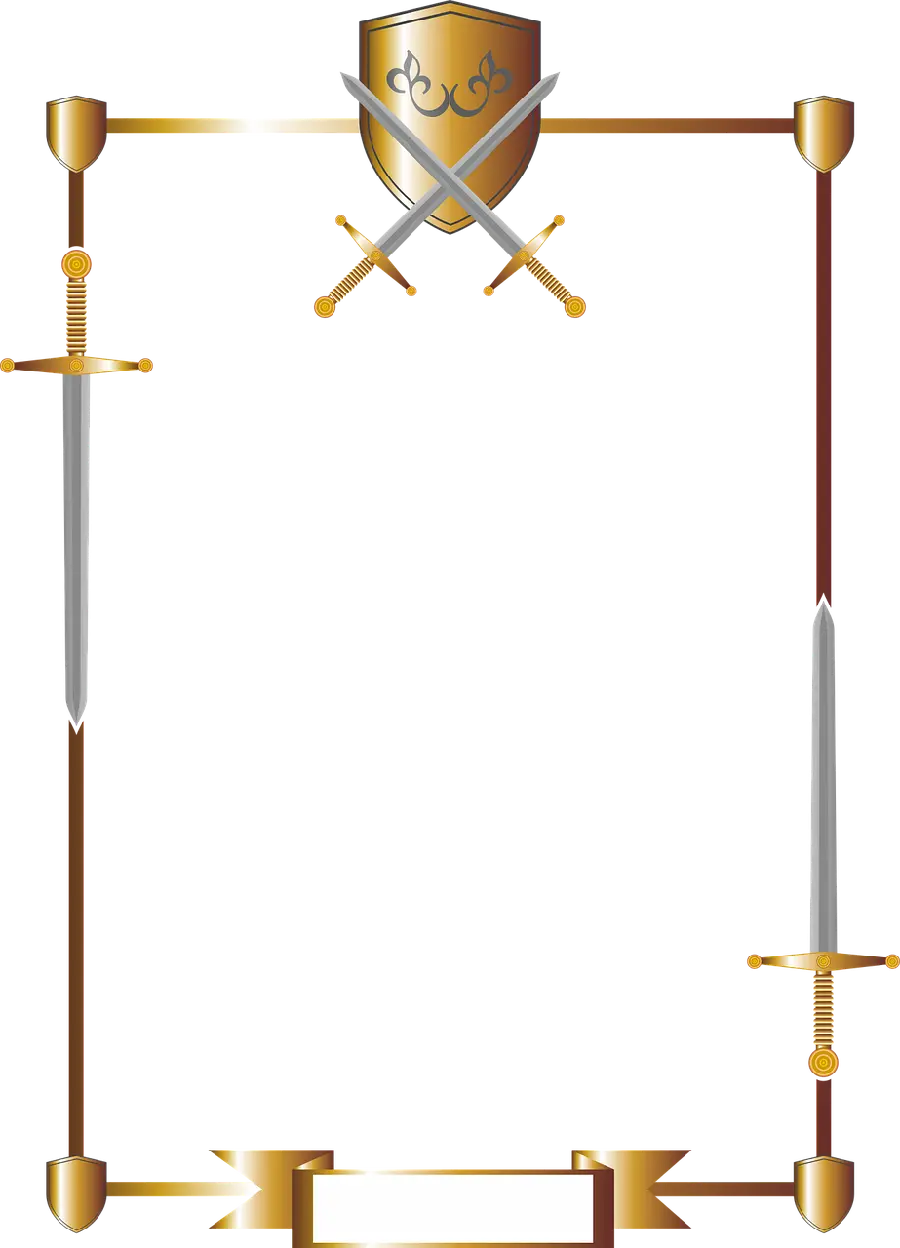 Frame and frame ready with a sword design for inserting a photo or writing text