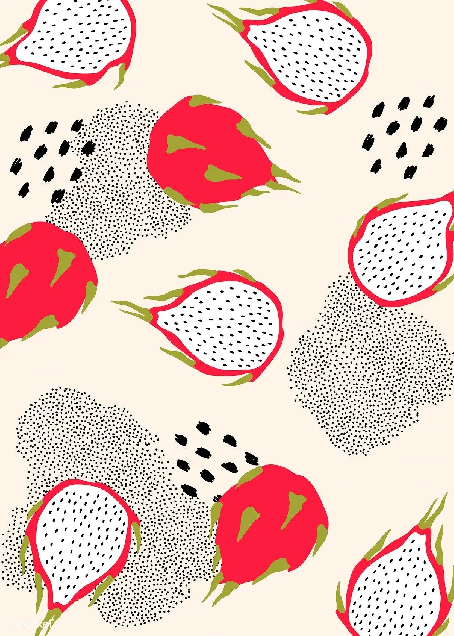 The best fantasy drawing of a dragon fruit with black seeds