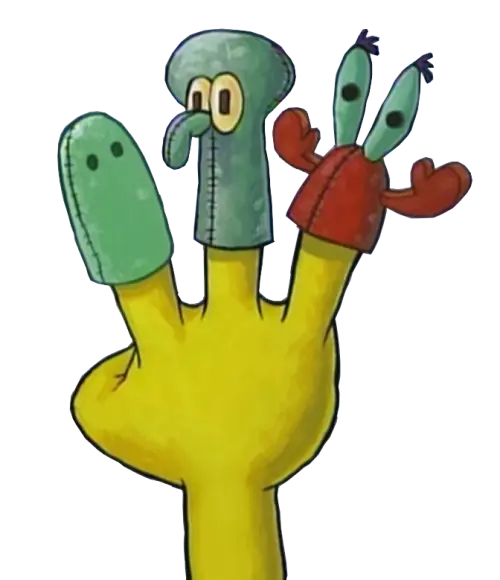 Photo of finger puppets in the SpongeBob animation