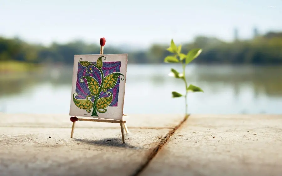 Miniature drawing board computer background suitable for designers 