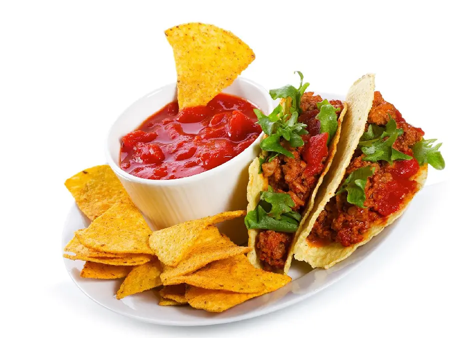 Incredibly beautiful photo of fast food Mexican food with sauce 