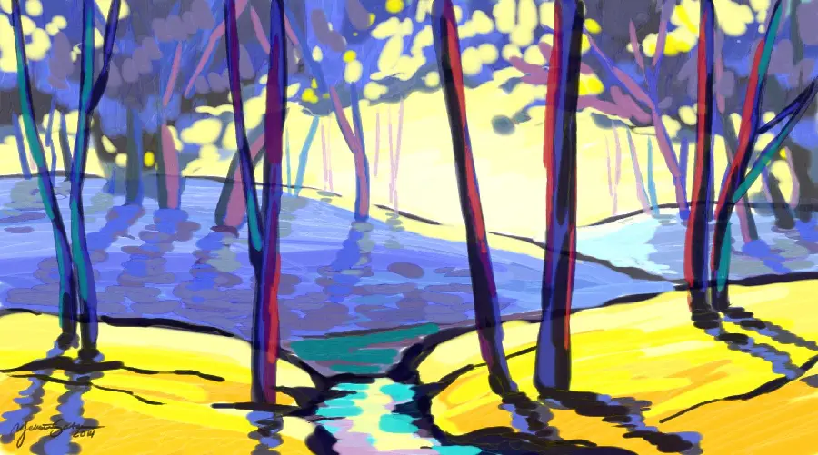 Happy and colorful painting in the style of Fauvism for the monitor background 