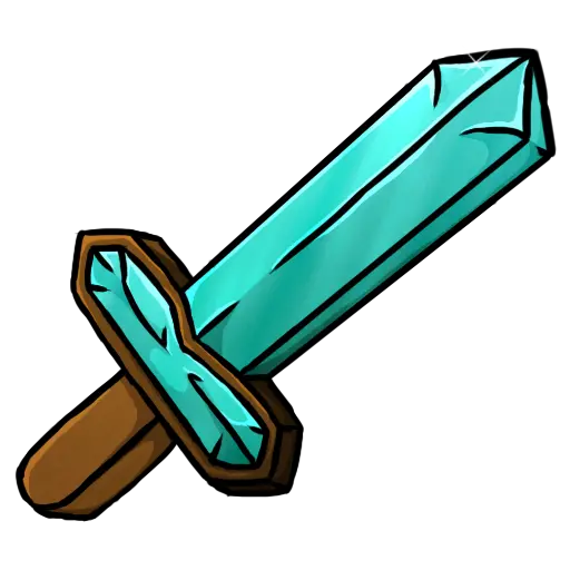 Cartoon photo of a beautiful sword made of wood and diamonds for inshot