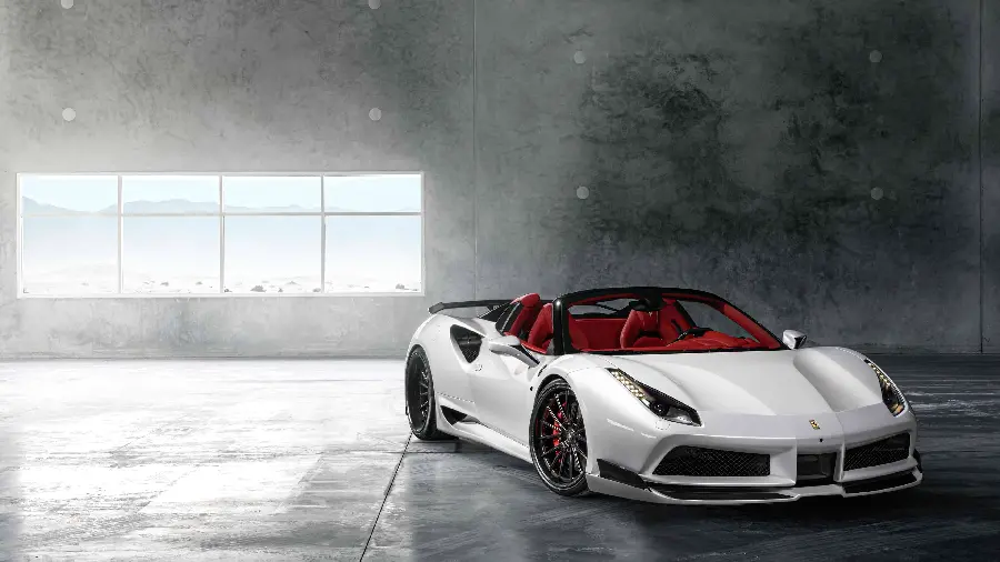 Best white 488 Ferrari wallpaper with attractive red seats