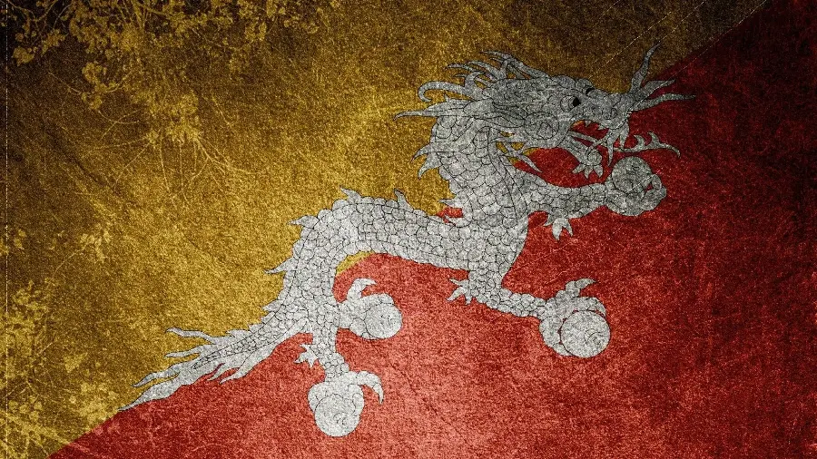Beautiful yellow and red background Japanese dragon with bag5K