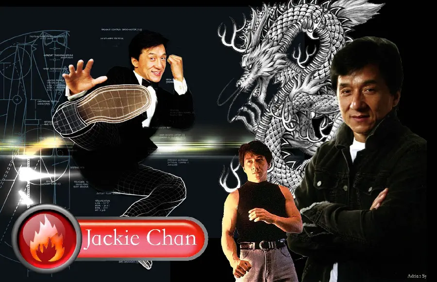 Jackie Chan background in the film Drunk Master, a film with a combination of caricature techniques