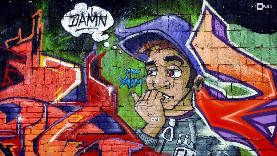Beautiful animated photo of a dumb boy for graffiti and wall painting