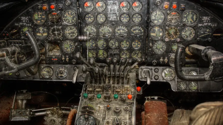 Photo of the cockpit of one of the largest Airplanes in the past 