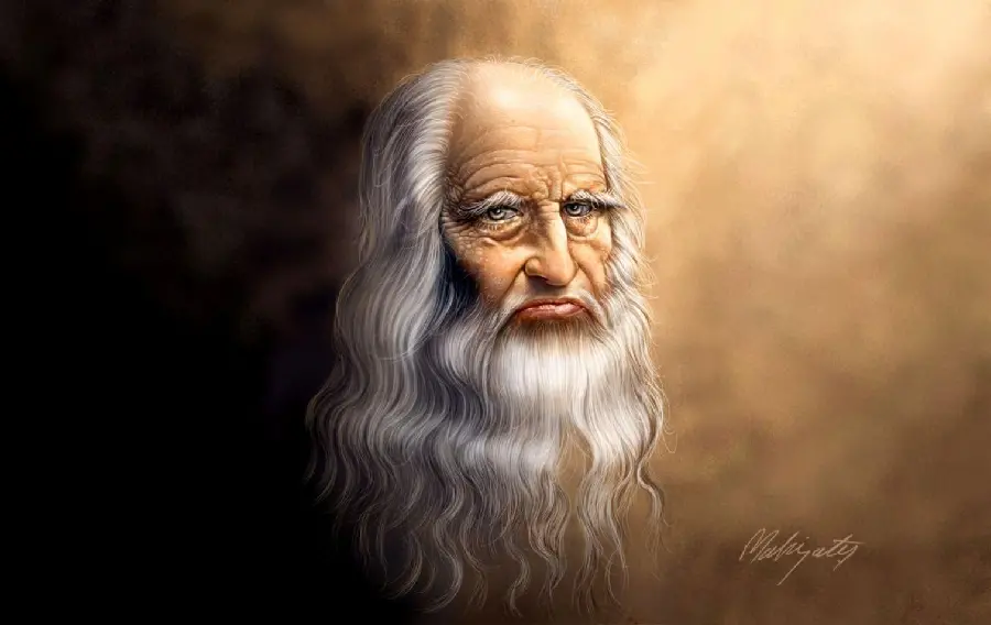 Old Man with a Beard and Long Wavy Hair by Leonardo da Vinci