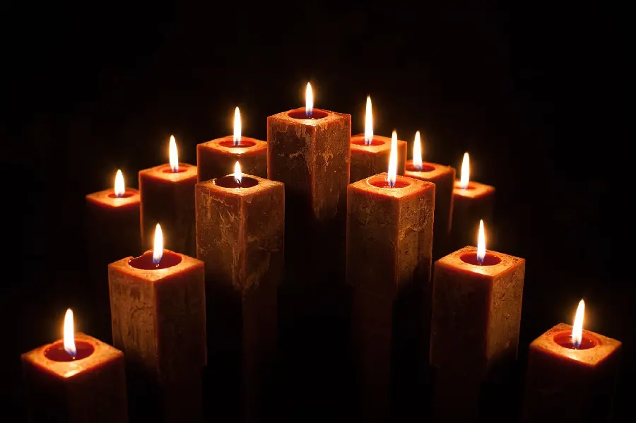 Photo of square candles for condolences without text for expressing sympathy
