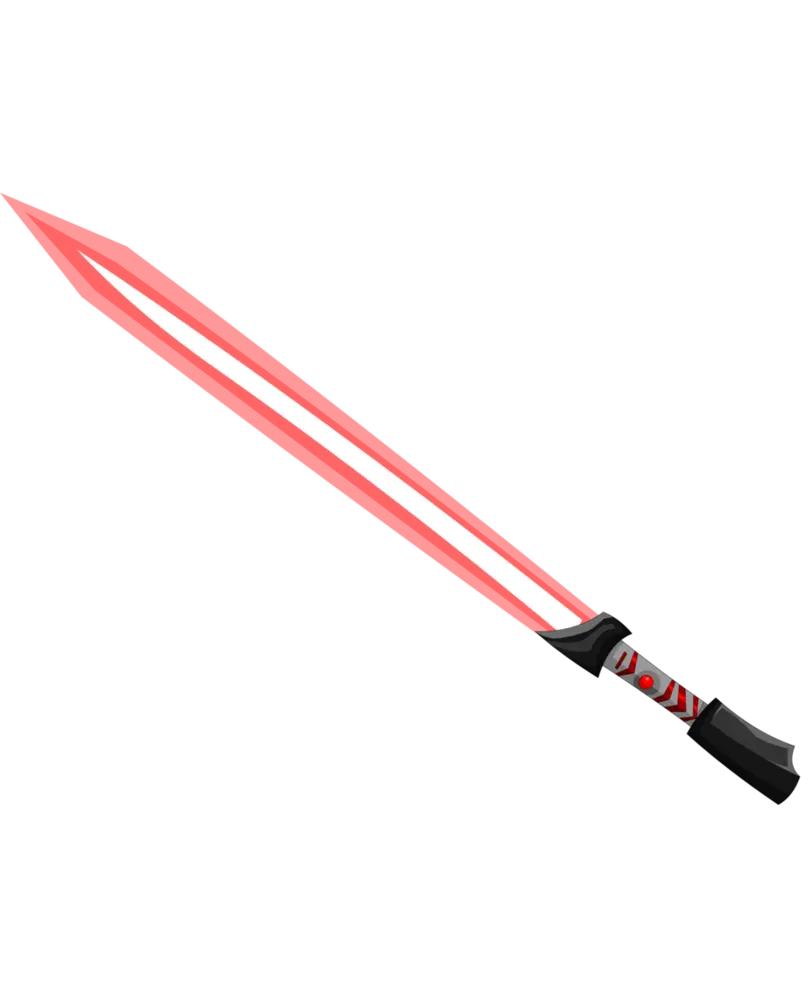 a sharp and deadly sword png with a neon red light for use in Photoshop