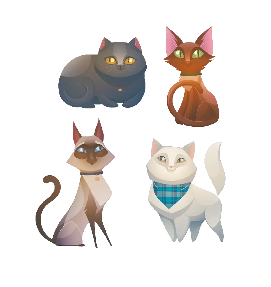 Cat Animated PNG Image with Different Colors