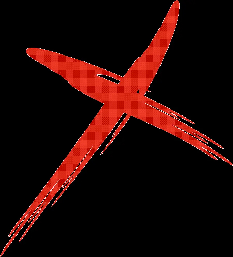 Vector of a multiplication symbol with a red brush teleported