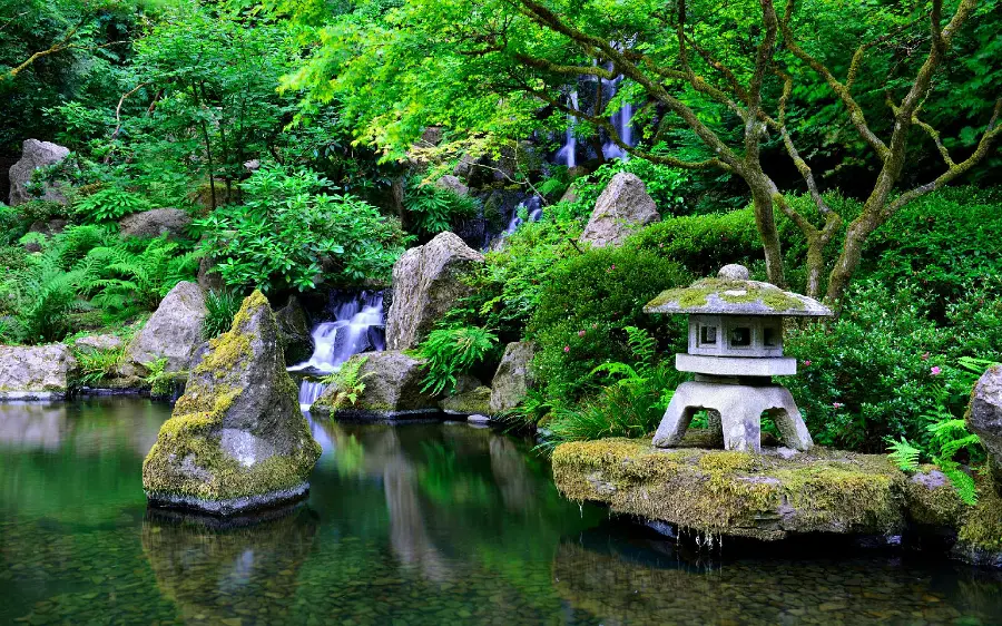 Photo of a Zen temple in Japan with incredibly lovely lush nature