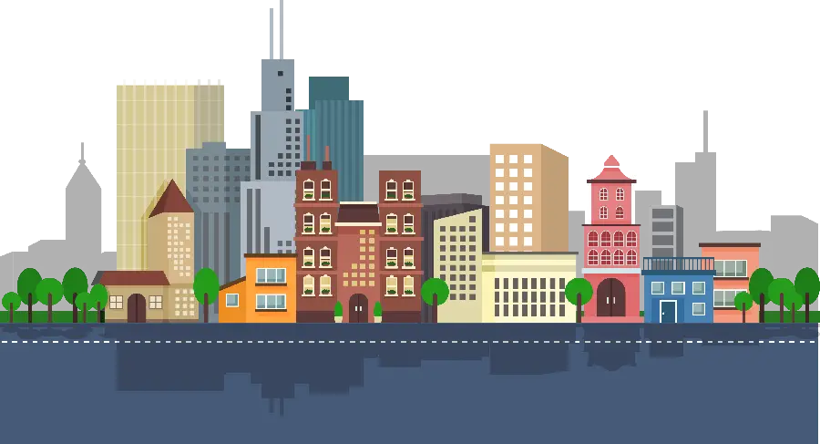 Download a free cropped image of a big city in PNG format