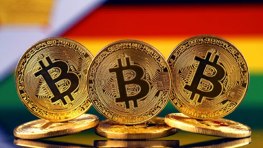 Tempting image of attractive golden Bitcoin coins