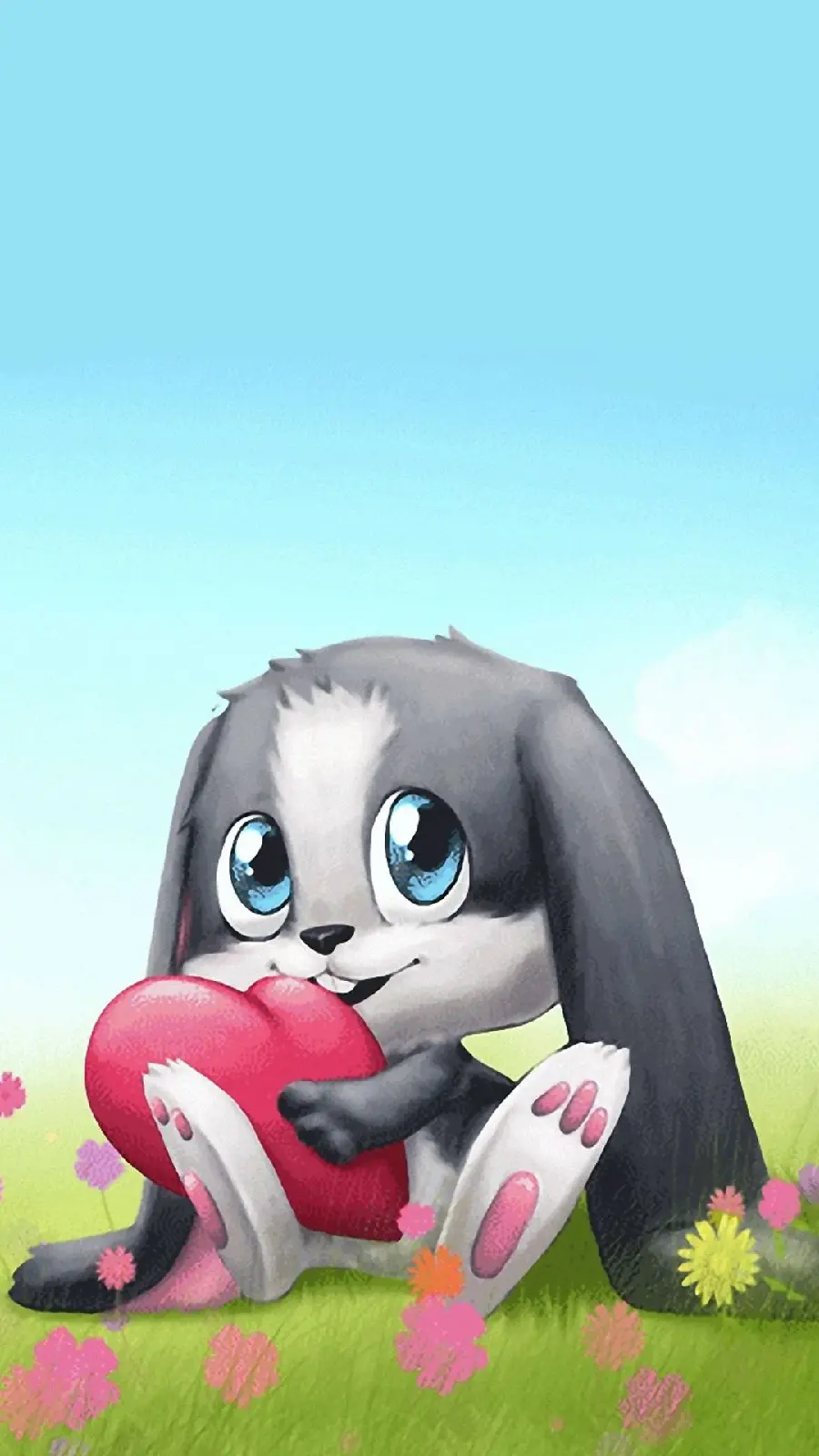 Cartoon profile picture of a blue-eyed rabbit with a heart in his hand