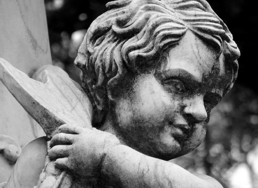 Beautiful black and white stone angel statue image without Photoshop 
