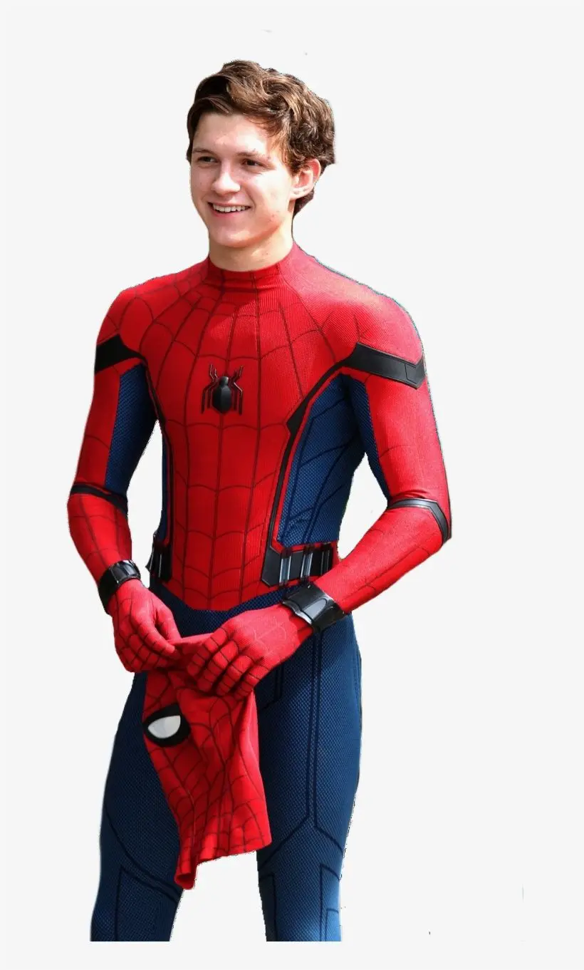 Download Tom Holland Wallpaper in Spider-Man Costume with White Background