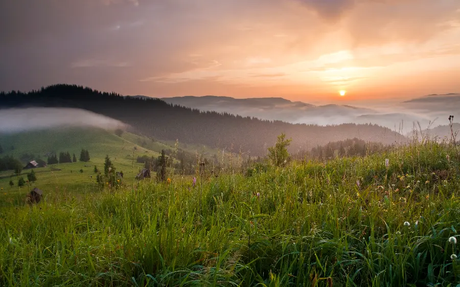Download beautiful plain landscape and sunset full HD photo 