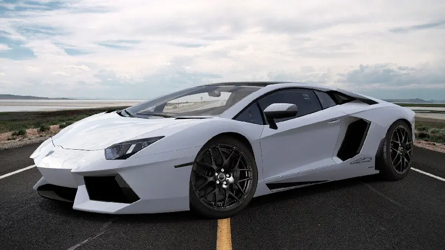 White Lamborghini image with zero to one hundred speed for wallpaper