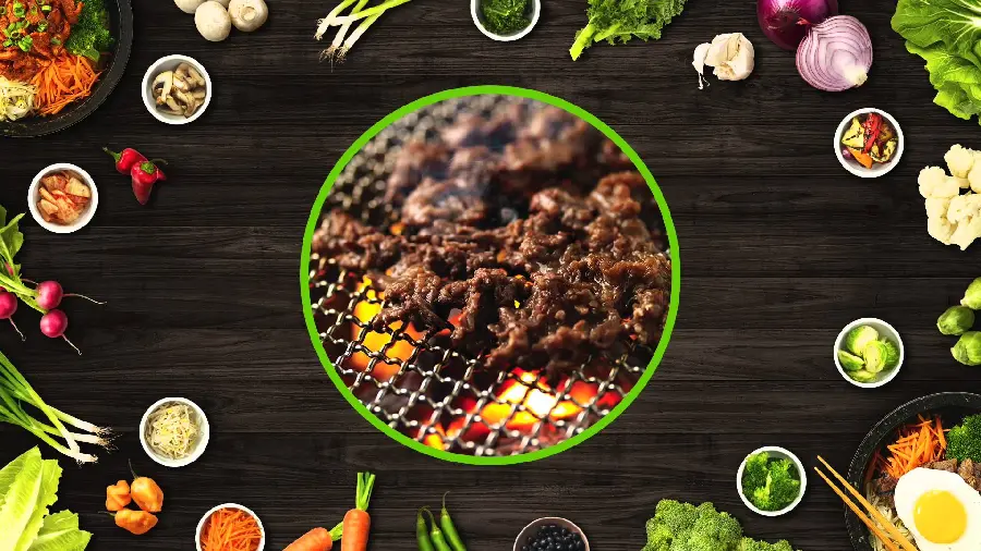 Download a raw restaurant sign with an appetizing design of a fiery meat dish