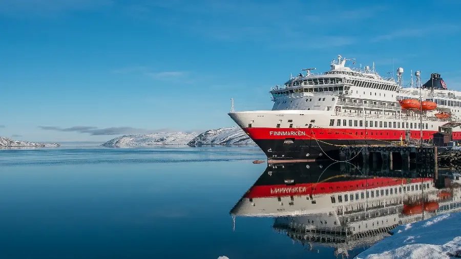 Amazing photo of a white and red ship on the water in high quality 